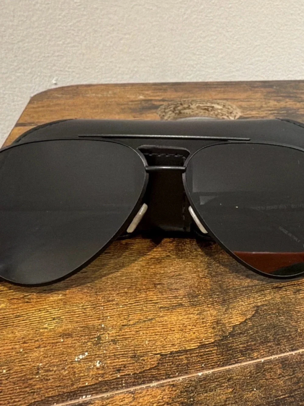 Saint Laurent Aviator Sunglasses - Mirrored Grey Flat Lens Sleek Metal Frame